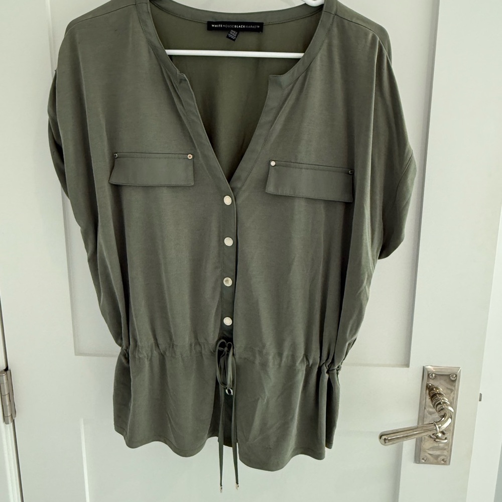 White House Black Market Green Dolman Sleeve Blouse